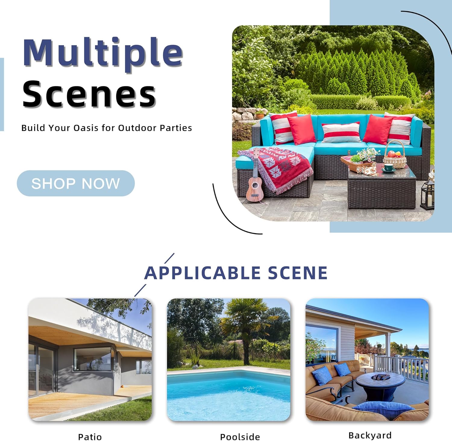 5 Piece All-Weather Patio Furniture Set with Ottoman