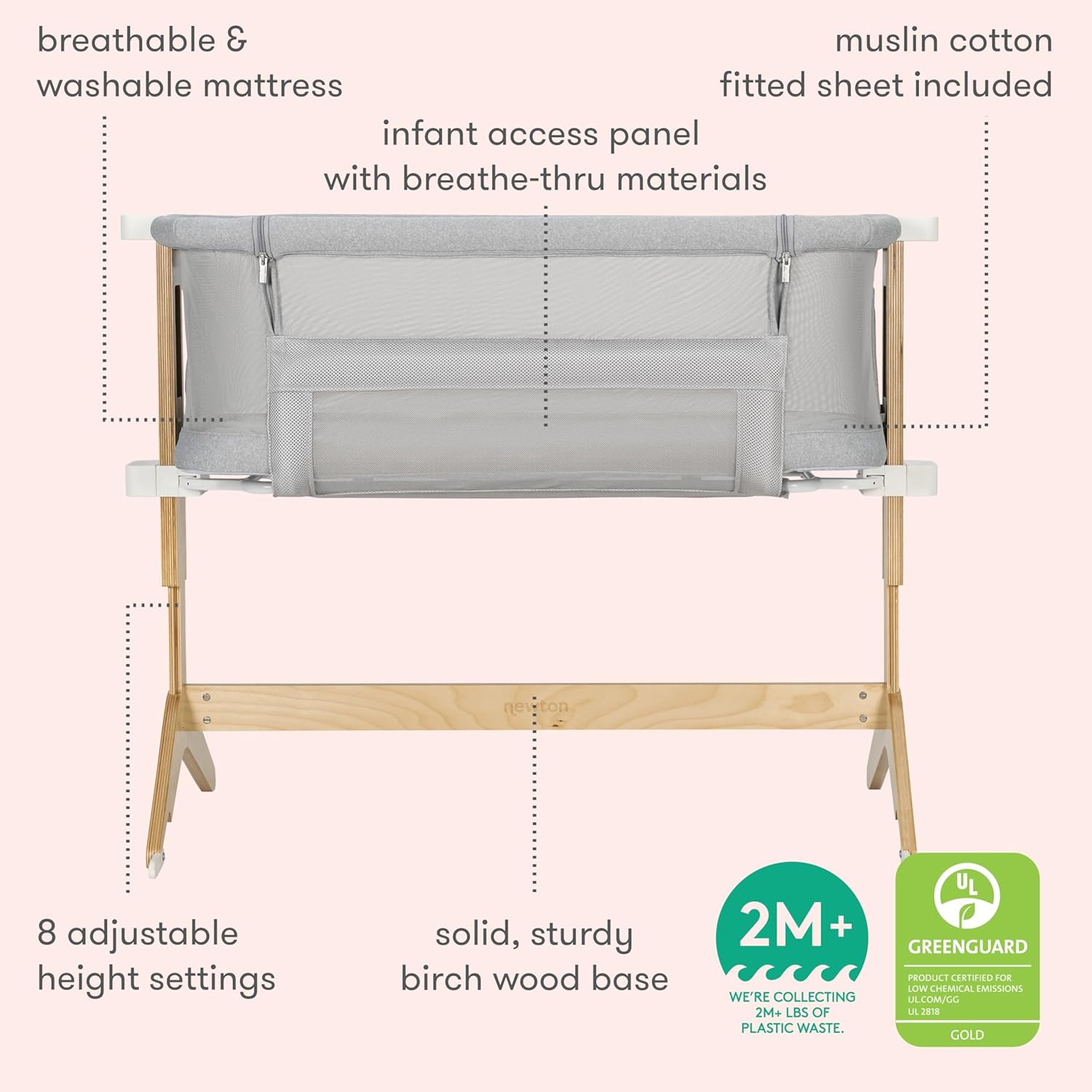 Bassinet & Bedside Sleeper with Washable Mattress