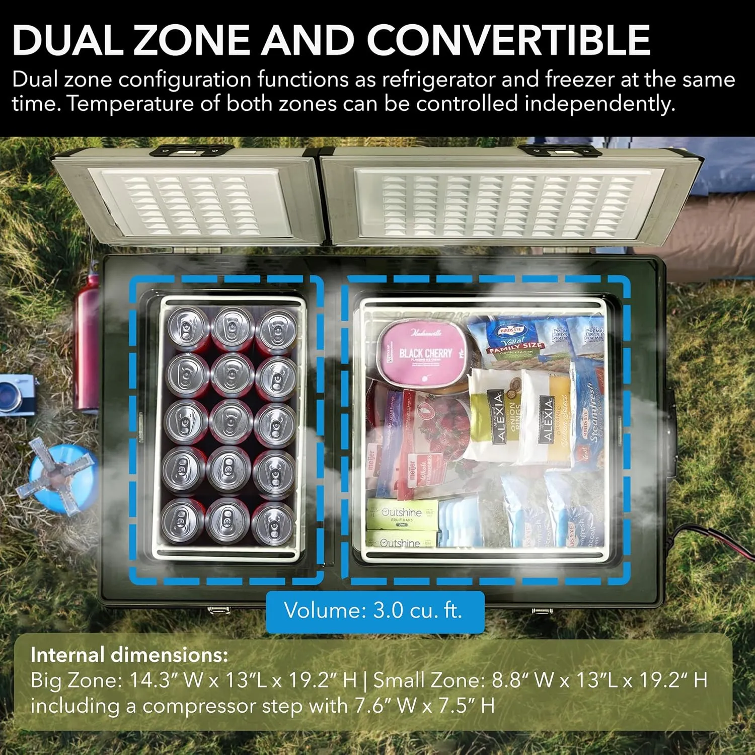 FM-65G 65 Quart Portable Refrigerator and Deep, AC 110V/ DC 12V, Real Chest Freezer for Car, Home, Camping, and RV with-8°F to 50°F Temperature Range, Gray, One Size