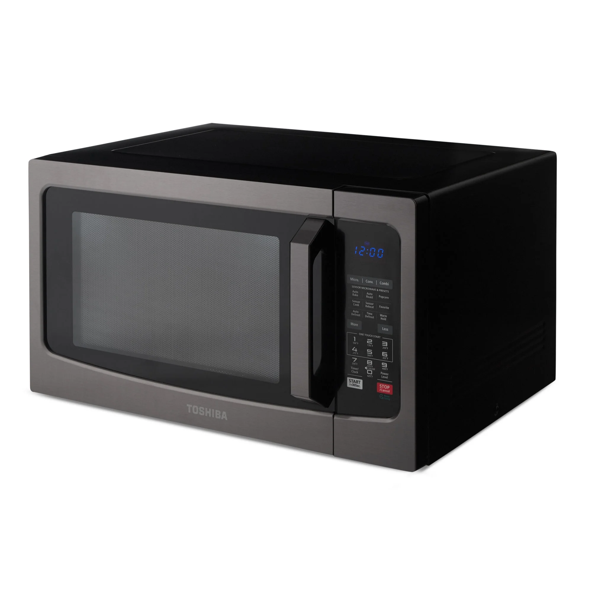 2026 Toshiba Smart Sensor LED Light 1.5 Ft Stainless Convection Microwave Oven, Black