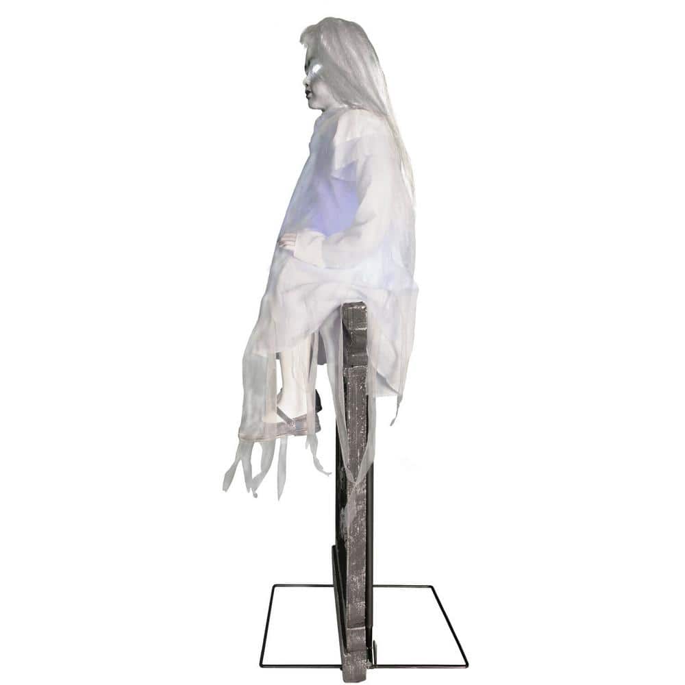 48 in. Premium Talking Halloween Animatronic Darcy The Sitting Tombstone Girl by Tekky