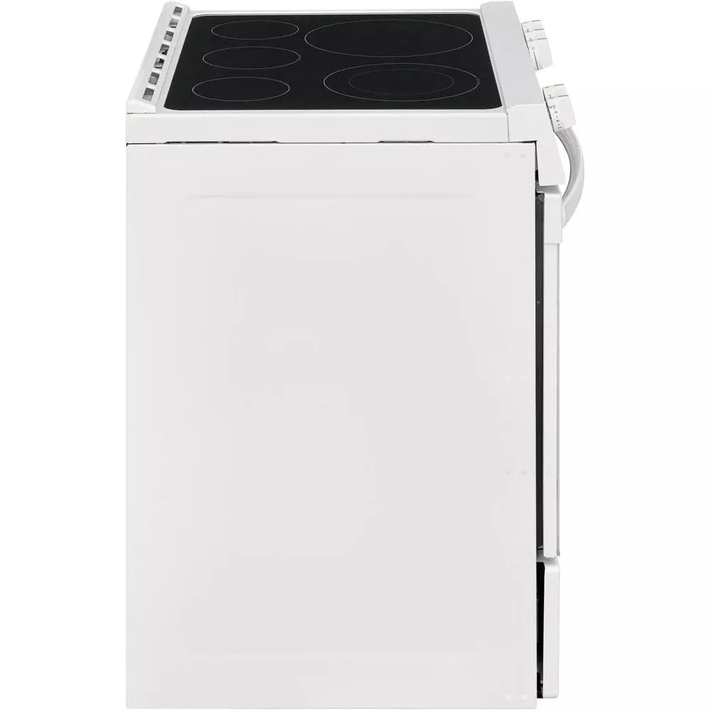 30 in. 5.0 cu. ft. Single Oven White with NVS Black Glass