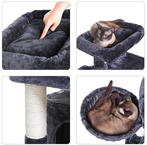 Hey-brother 41.34 inches Cat Tree with Scratching Board, 2 Luxury Condos, Cat Tower