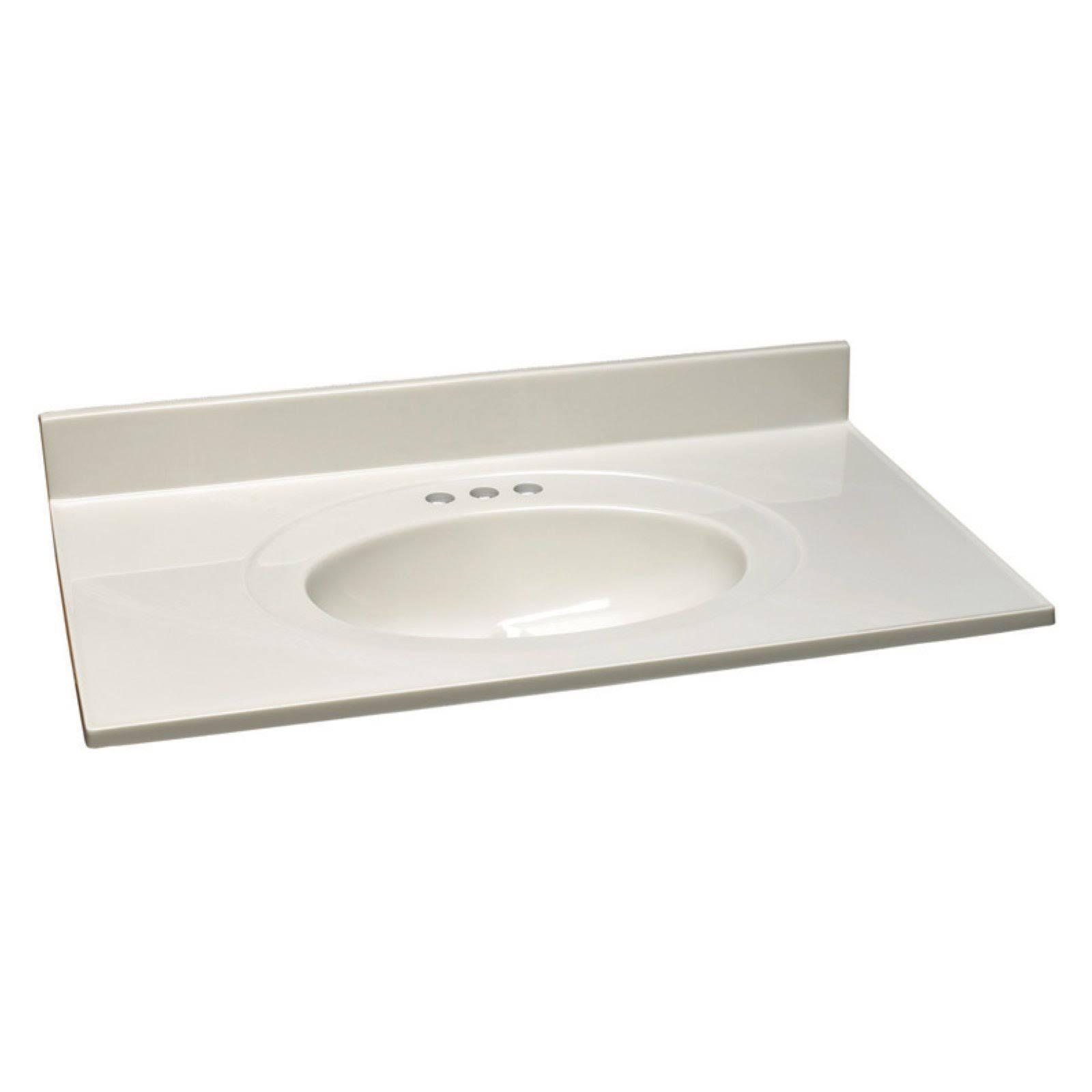 2026 552810 Cultured Marble Vanity Top 25 inch. White on White