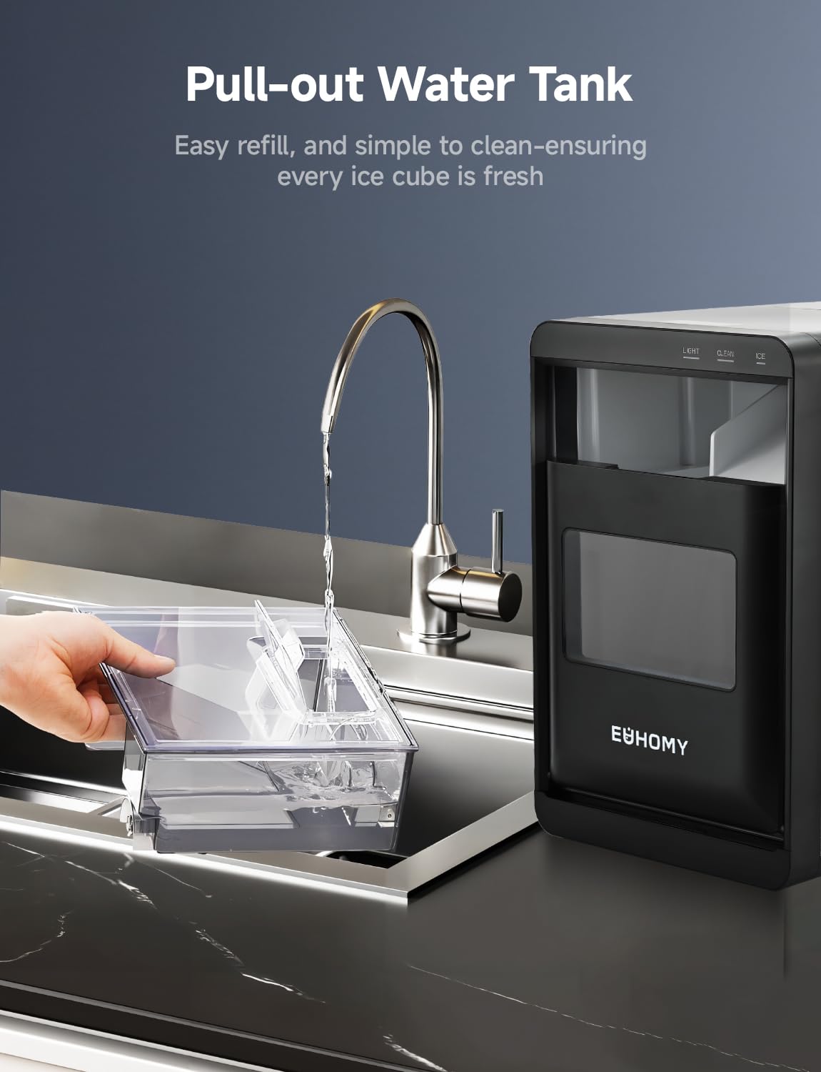 Nugget Ice Maker Countertop – 44Lbs/24H Sonic Machine