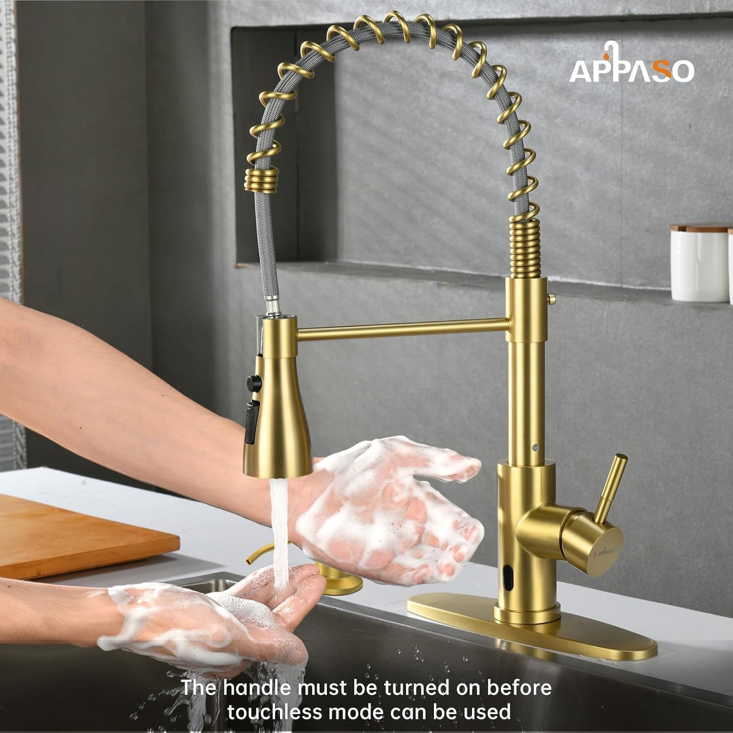 Black Touchless Kitchen Faucet with Soap Dispenser, Motion Sensor Activated Hands-Free Automatic Faucet for Sink with Pull Down Sprayer, Single Handle Smart Faucets for Kitchen Sink