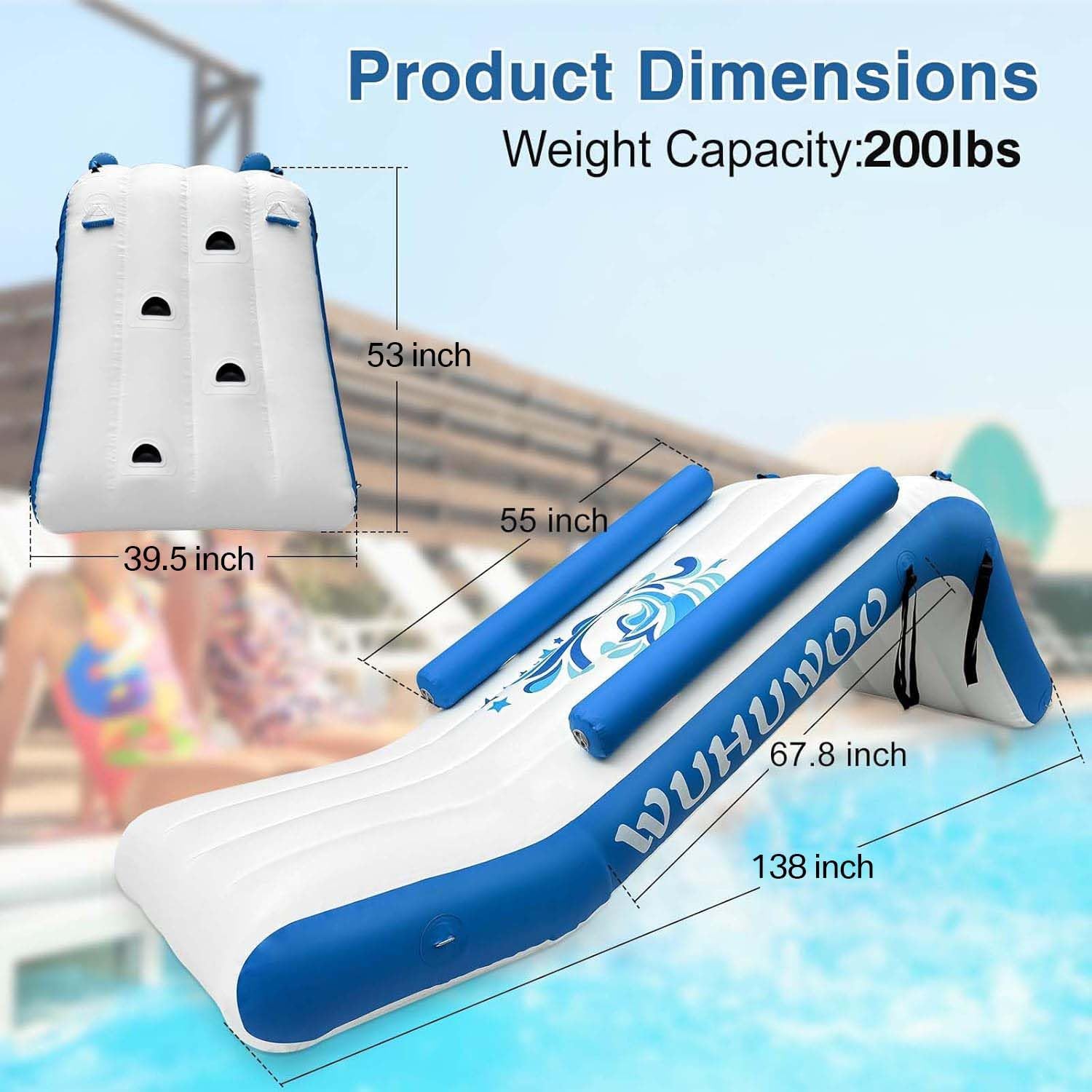 2026 Pontoon Waterfall Slide, Inflatable Pontoon Boat Water Slide for Kids Backyard Pool Sea, Electric Air Pump & Storage Bag