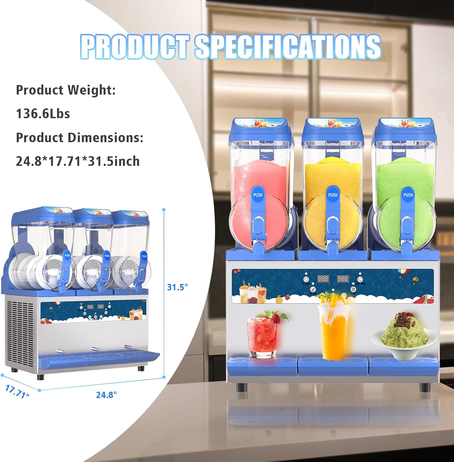 1000W 30L Tanks Slush Maker Machine 304 Stainless Steel Commercial Margarita Machines Efficient Cooling the Ideal Slushie Maker for Bars Cafes Restaurants