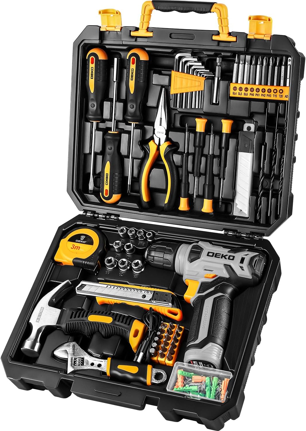 Tool Set：Tool Kit with 8V Cordless Drill,Tool Box with Drill,Hand Drill Set for Men & Women,Home Tool Kits for House Repair,Handyman,DIY 126 Piece