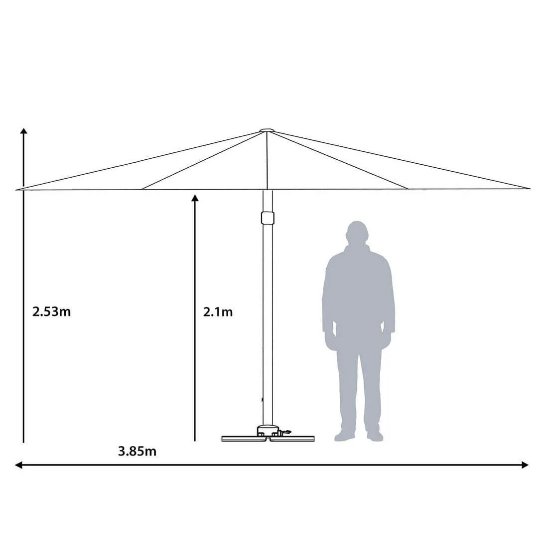 3 x 4m Roma Rectangle Parasol Large Cantilever Garden Shade