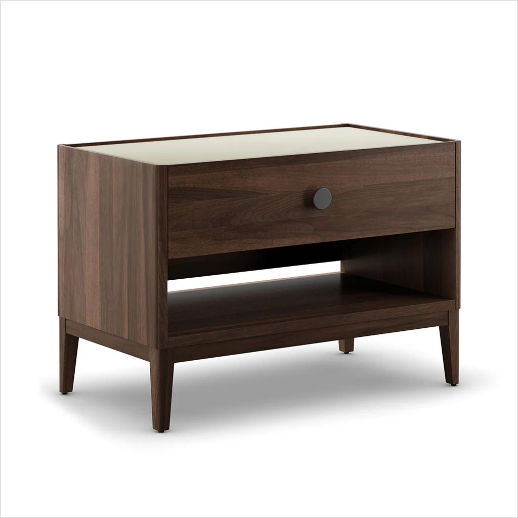 Regio Nightstand – Contemporary Wooden Bedside Table with Wireless Charger & LED Drawer Light