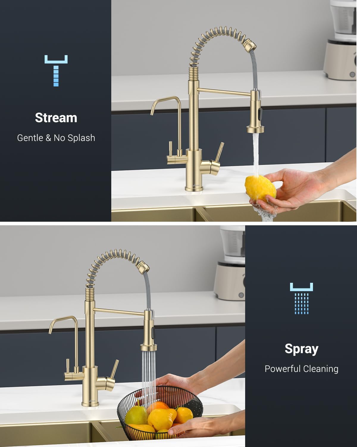 Black Touchless Kitchen Faucet with Soap Dispenser, Motion Sensor Activated Hands-Free Automatic Faucet for Sink with Pull Down Sprayer, Single Handle Smart Faucets for Kitchen Sink