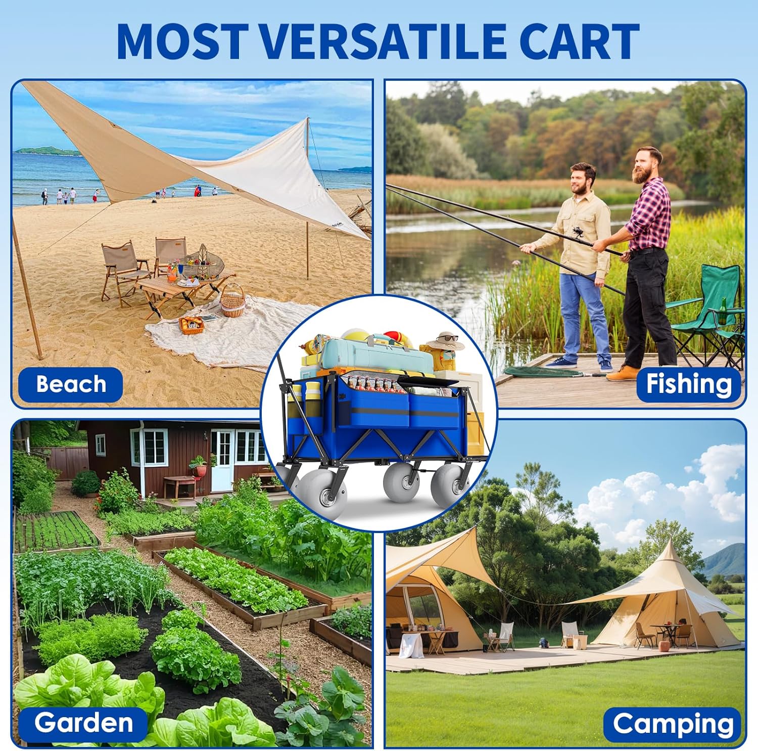 Beach Wagon with Big Wheels – 450Lbs Heavy Duty Cart