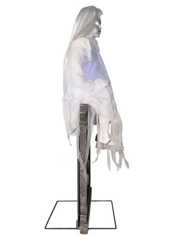 48 in. Premium Talking Halloween Animatronic Darcy The Sitting Tombstone Girl by Tekky