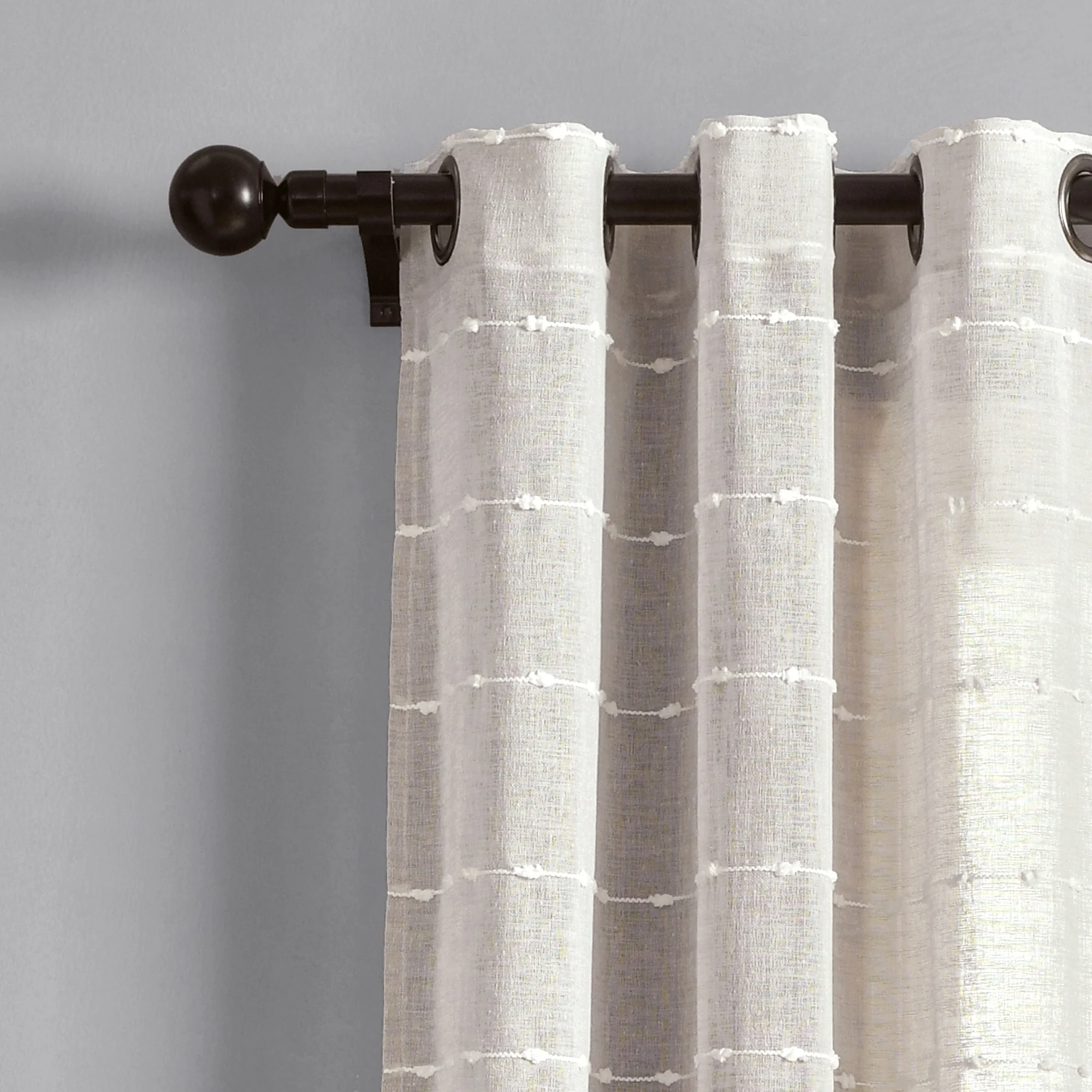 Lush Decor Farmhouse Textured Grommet Sheer Window Curtain Panel Pair