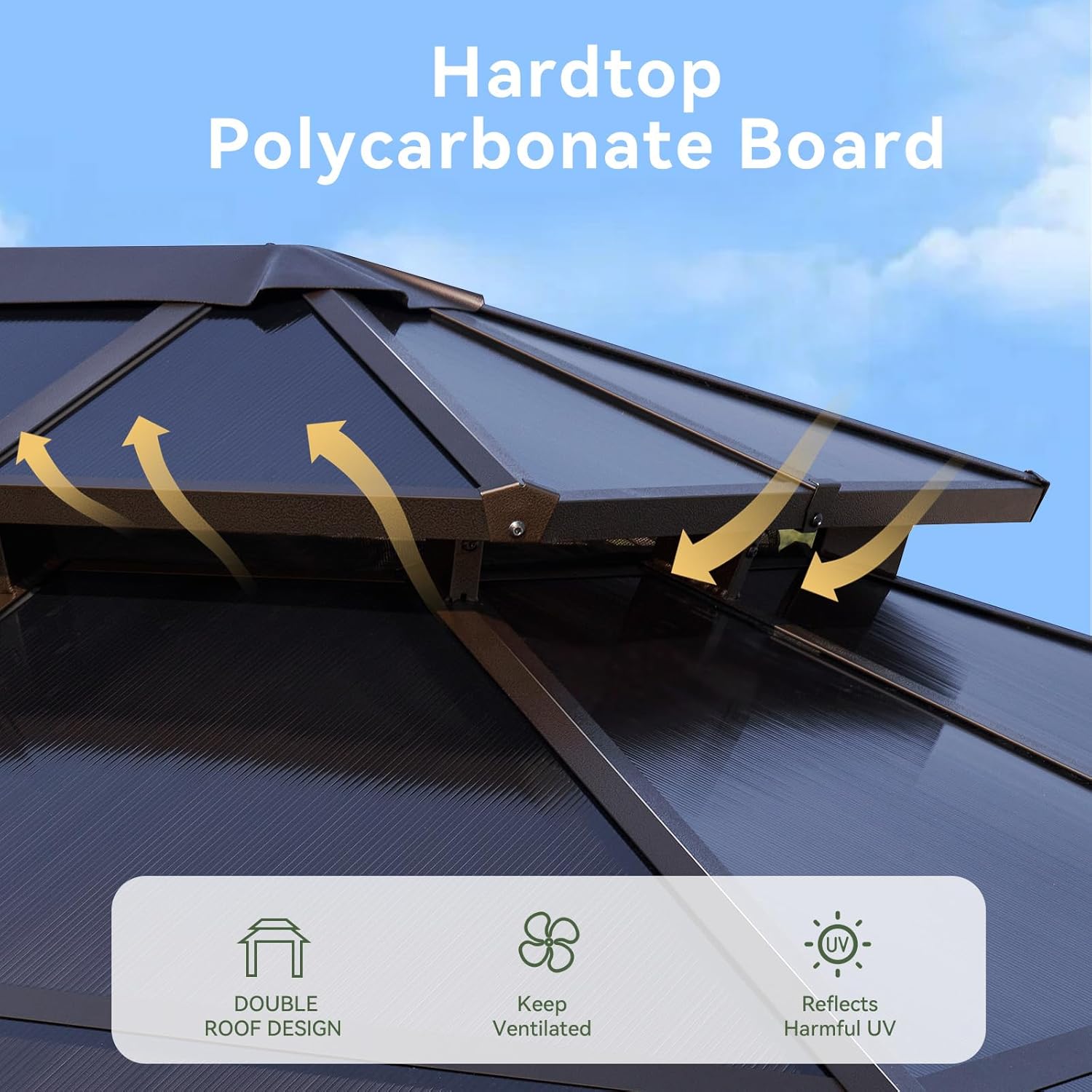 12’X10′ Hardtop Gazebo with Curtains and Netting