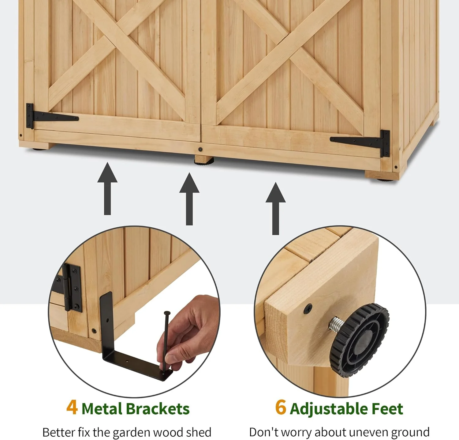 MCombo Wood Sheds & Outdoor Storage, Garden Tool Shed with Lock, Wooden Outdoor Storage Cabinet with Double Doors for Patio 1933 (Large)