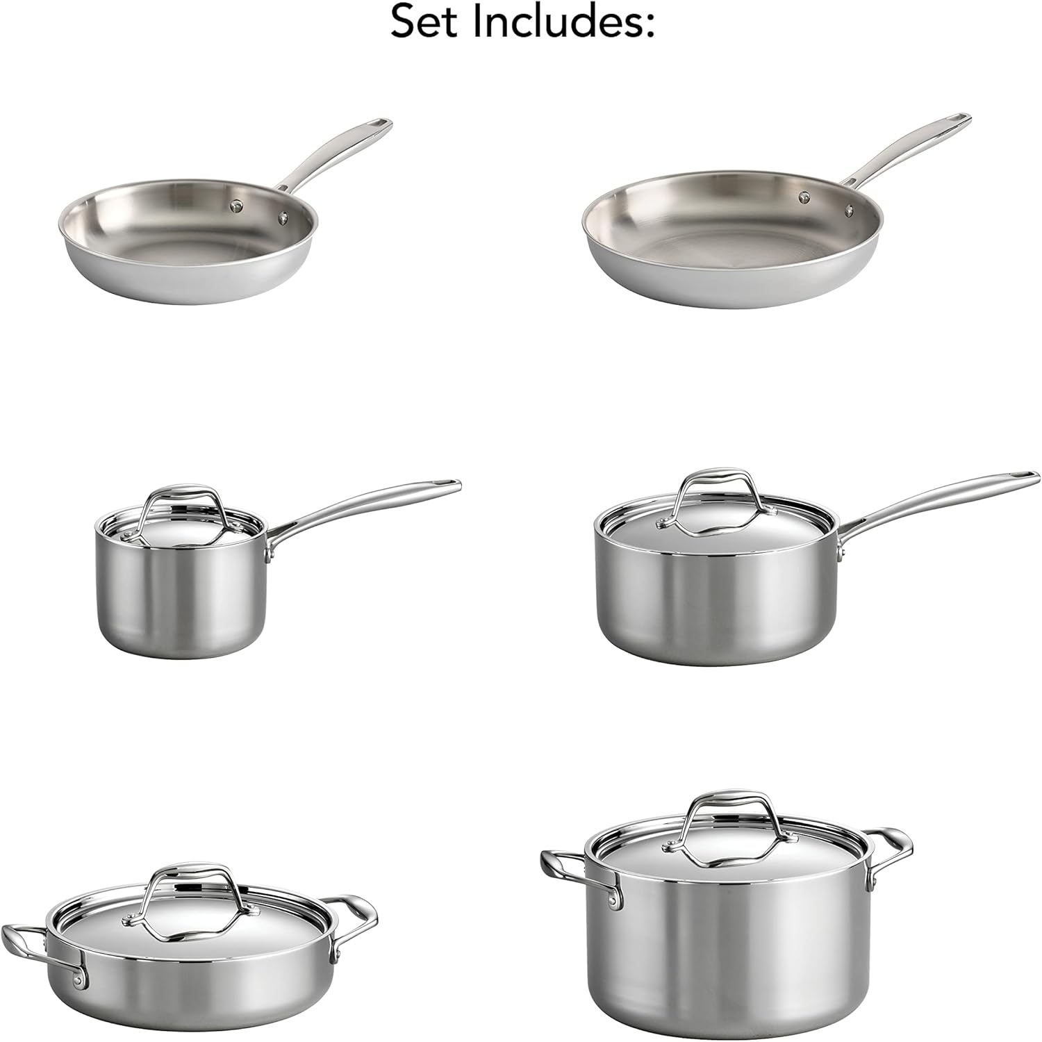 Tri-Ply Clad Stainless Steel 12-Piece Cookware Set