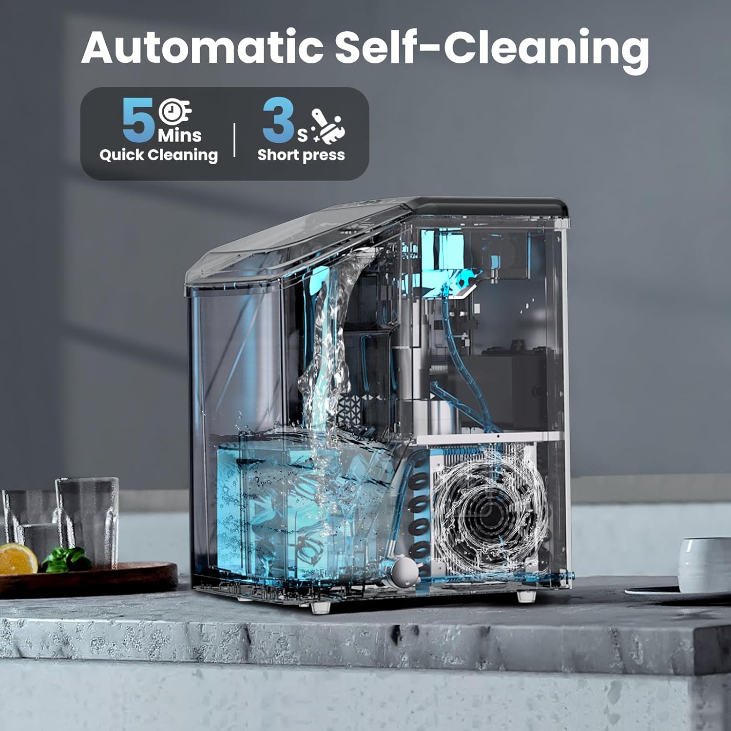 Nugget Ice Maker 40Lbs/24H Soft Chewable Ice