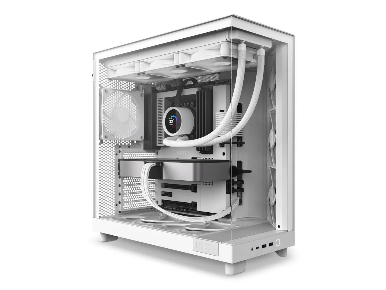 2026 NZXT H6 FLOW Compact Dual-Chamber Mid-Tower Airflow Case, White, CC-H61FW-01