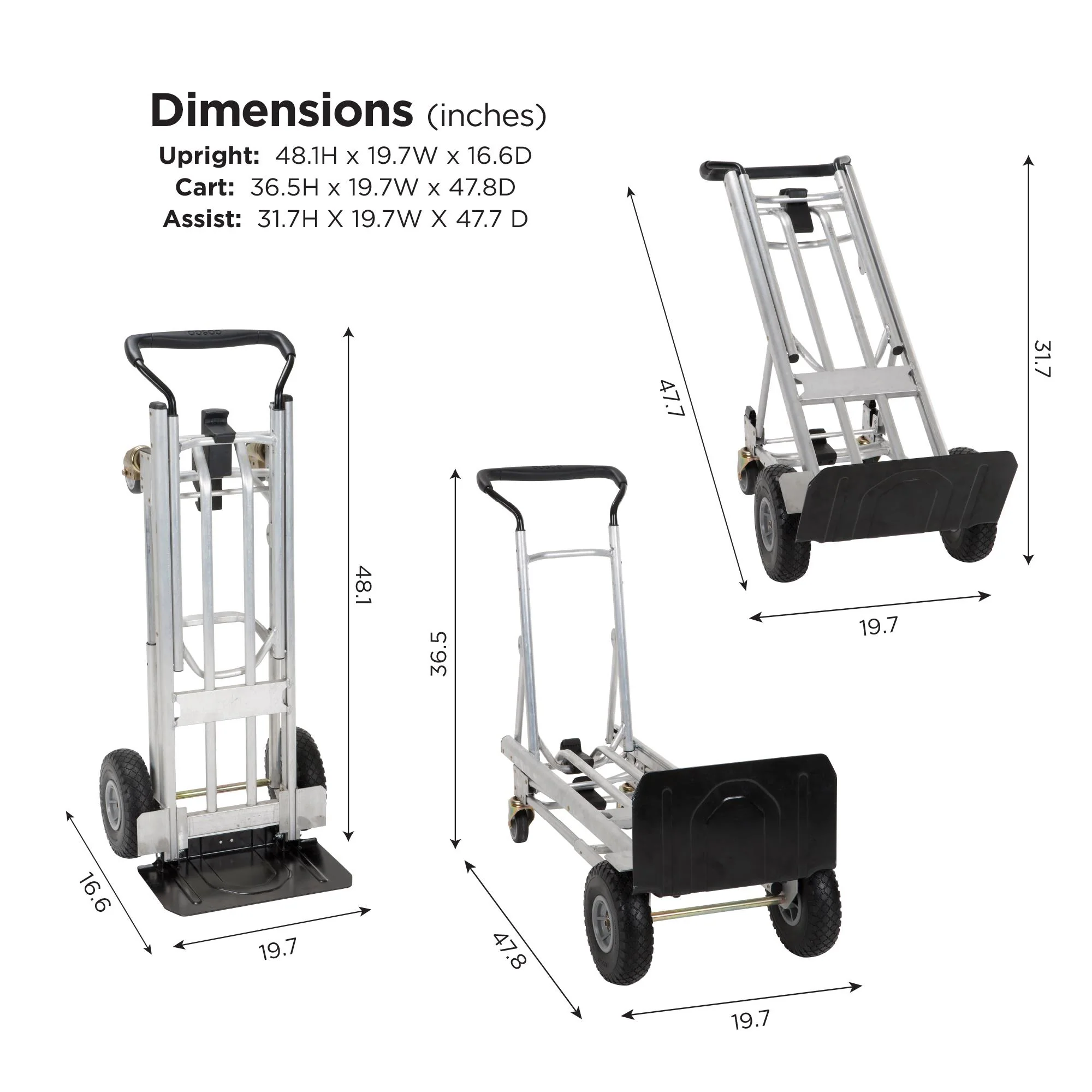 4-in-1 Folding Series Hand Truck with Flat-Free Wheels