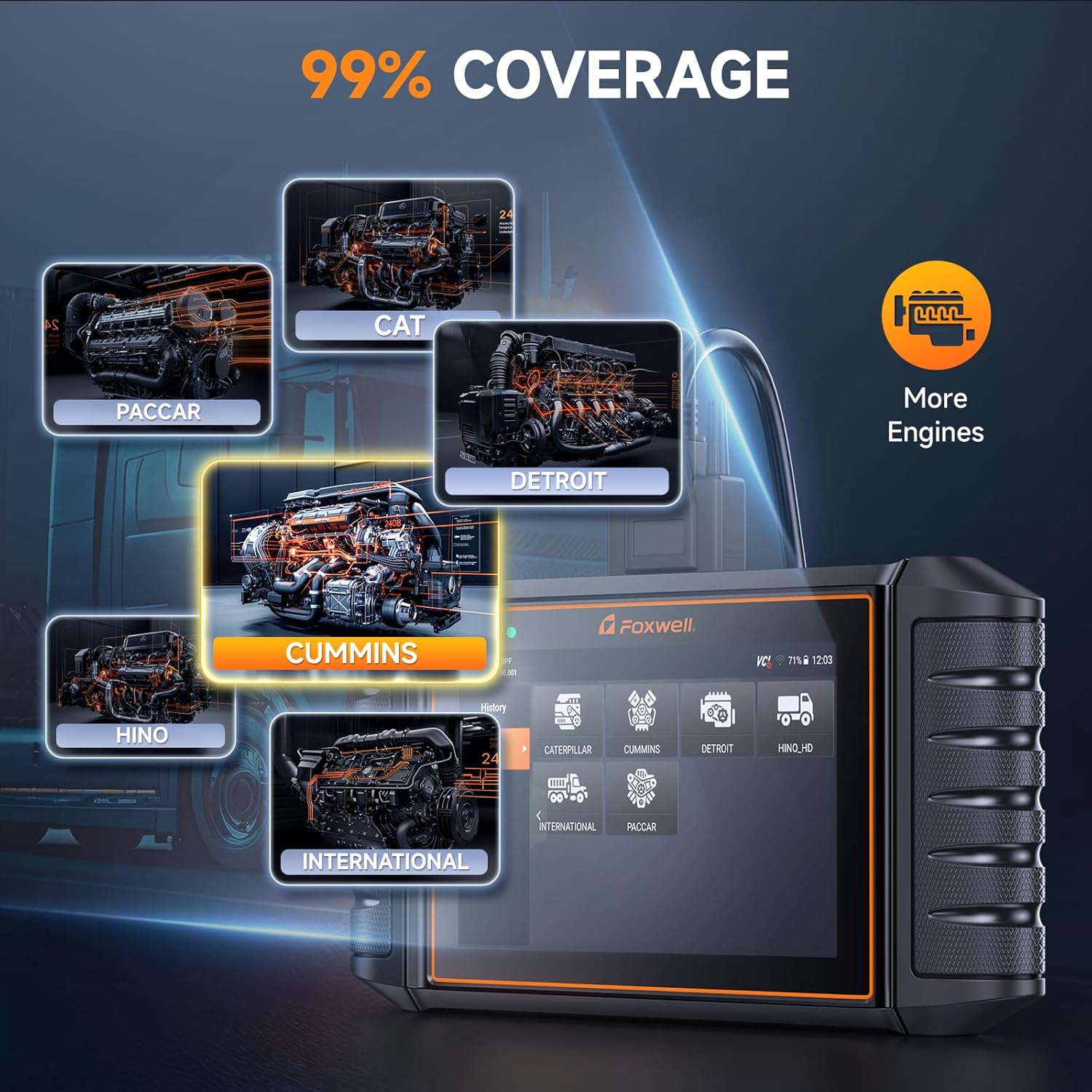 2026 HD500 Heavy Duty Truck Scanner with DPF Regen/Injector Cutoff/Limit Setting, Full System Diesel Diagnostic Scan Tool for Cummins, Detroit, Caterpillar, Paccar, Hino & More Pickup Semi Trucks