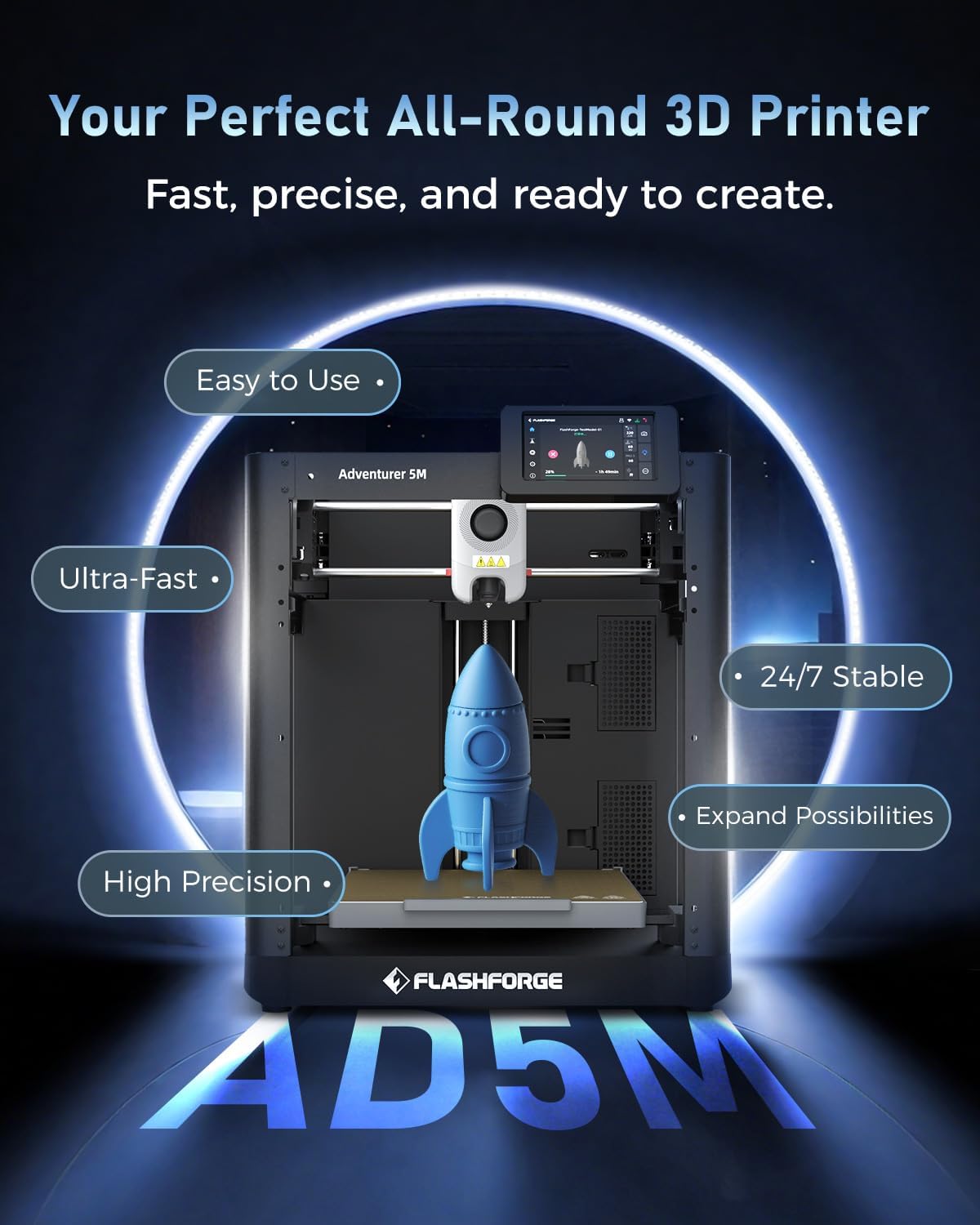 3D Printer Ad5M – CoreXY 600mm/S, Auto Leveling