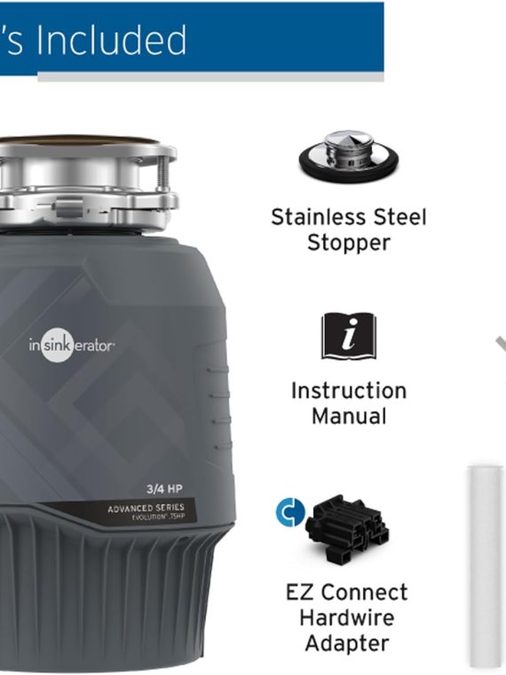 EVOLUTION 0.75HP 3/4 HP, Advanced Series EZ Connect Continuous Feed Food Waste Garbage Disposal, Gray – Advanced Series with EZ Connect