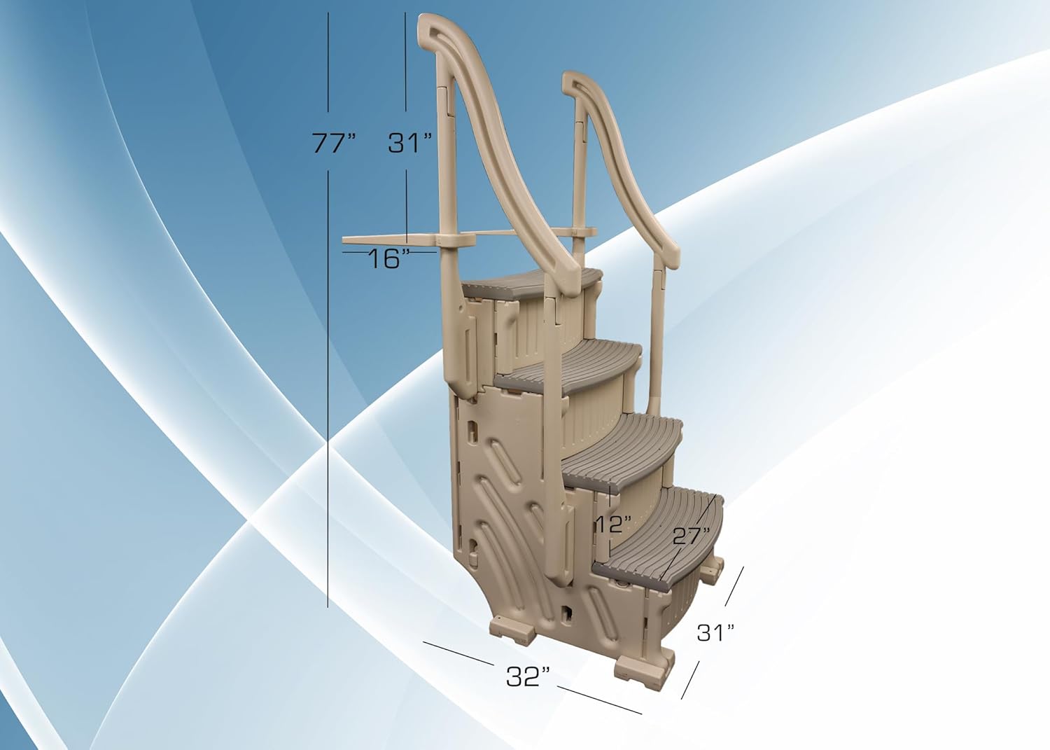 Confer Plastics Curve CCX-AG Pool Step with Grey Treads