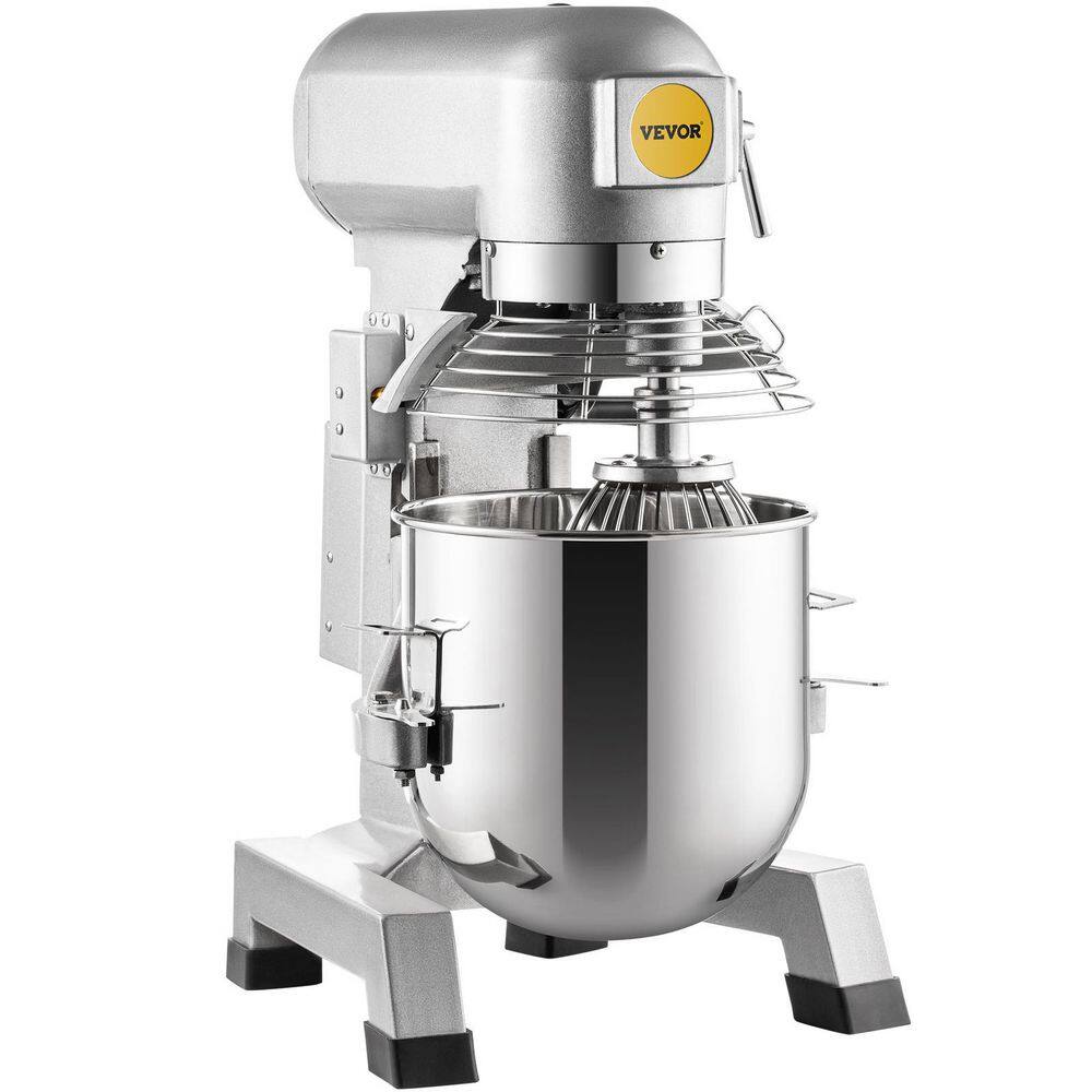 VEVOR Commercial Stand Mixer 30 qt. Dough Mixer Heavy Duty Silver Electric Food Mixer with 3-Speeds Adjustable 1100 W DDSYJ30QT110VP3RRV1