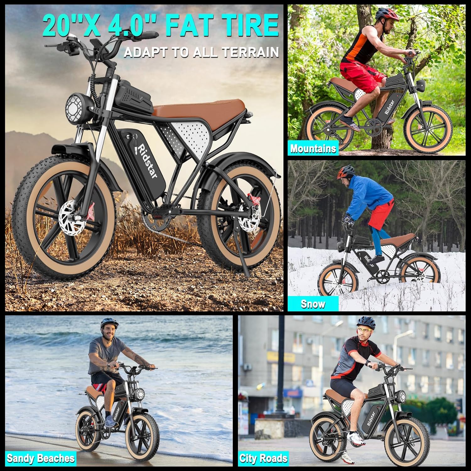 Electric Bike Q20, 2000W, 37Mph, 20′′ Fat Tires