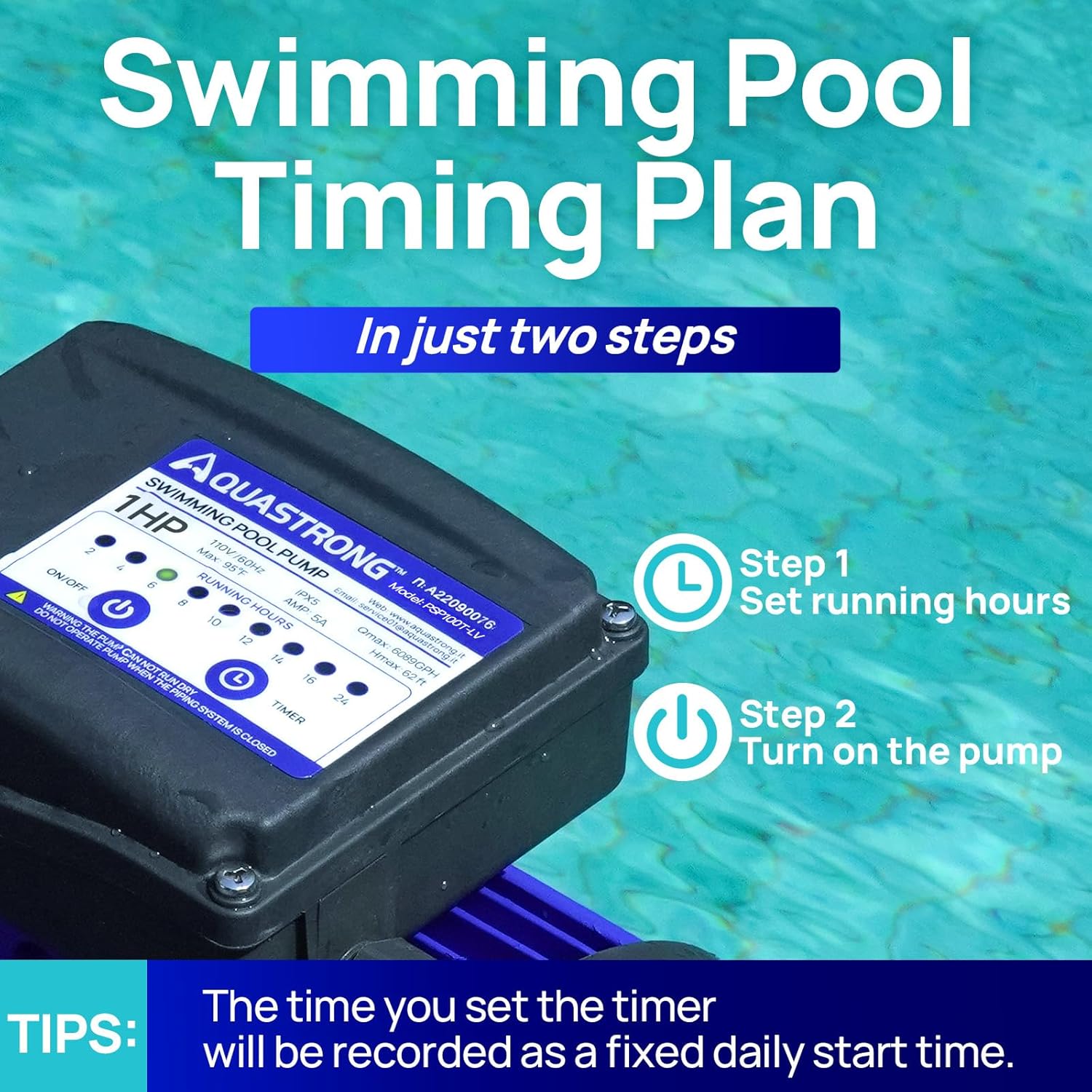 In/Above Ground Pool Pump, 2HP Single Speed, 8917 GPH