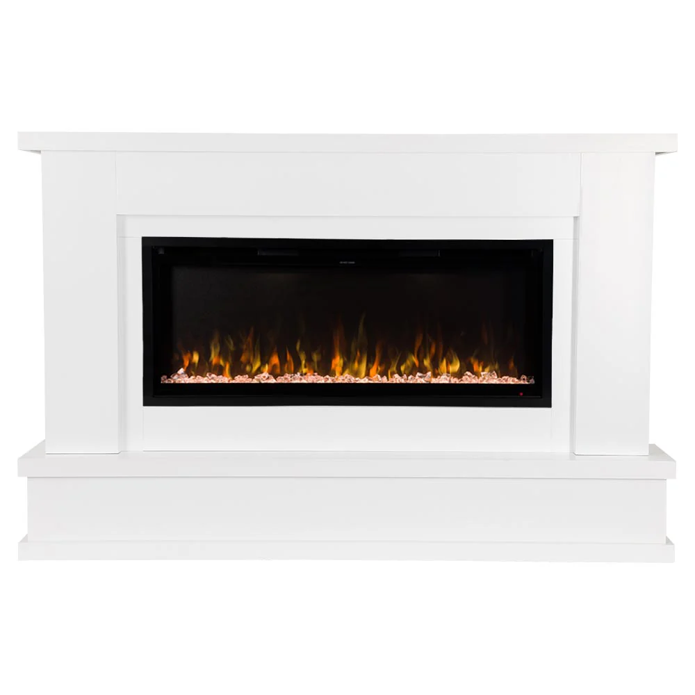 2026 Modern Ember Patton Smart Electric Fireplace Mantel Package in White