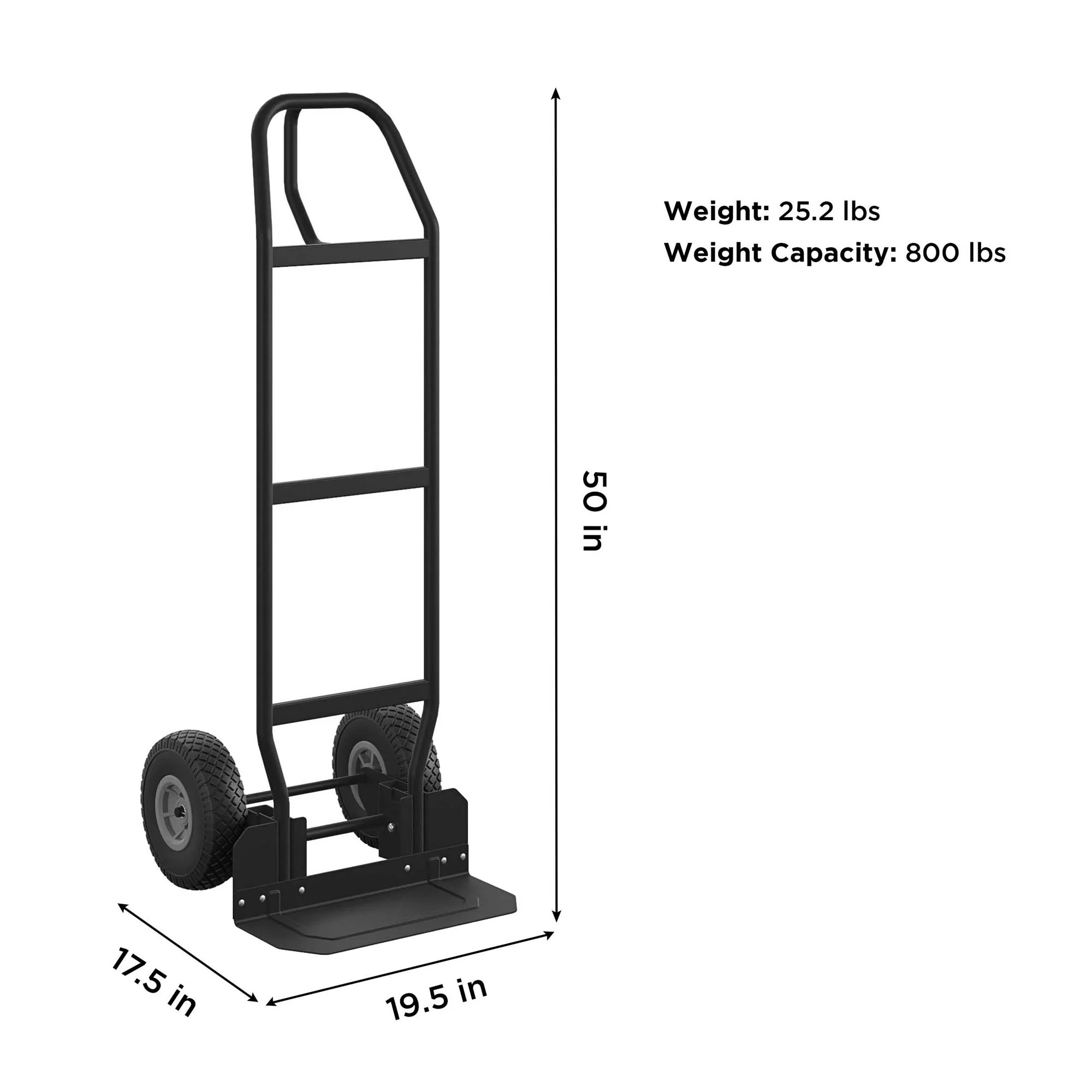 COSCO Load Assist Hand Truck with P Handle and Flat Free Wheels, 800lb capacity