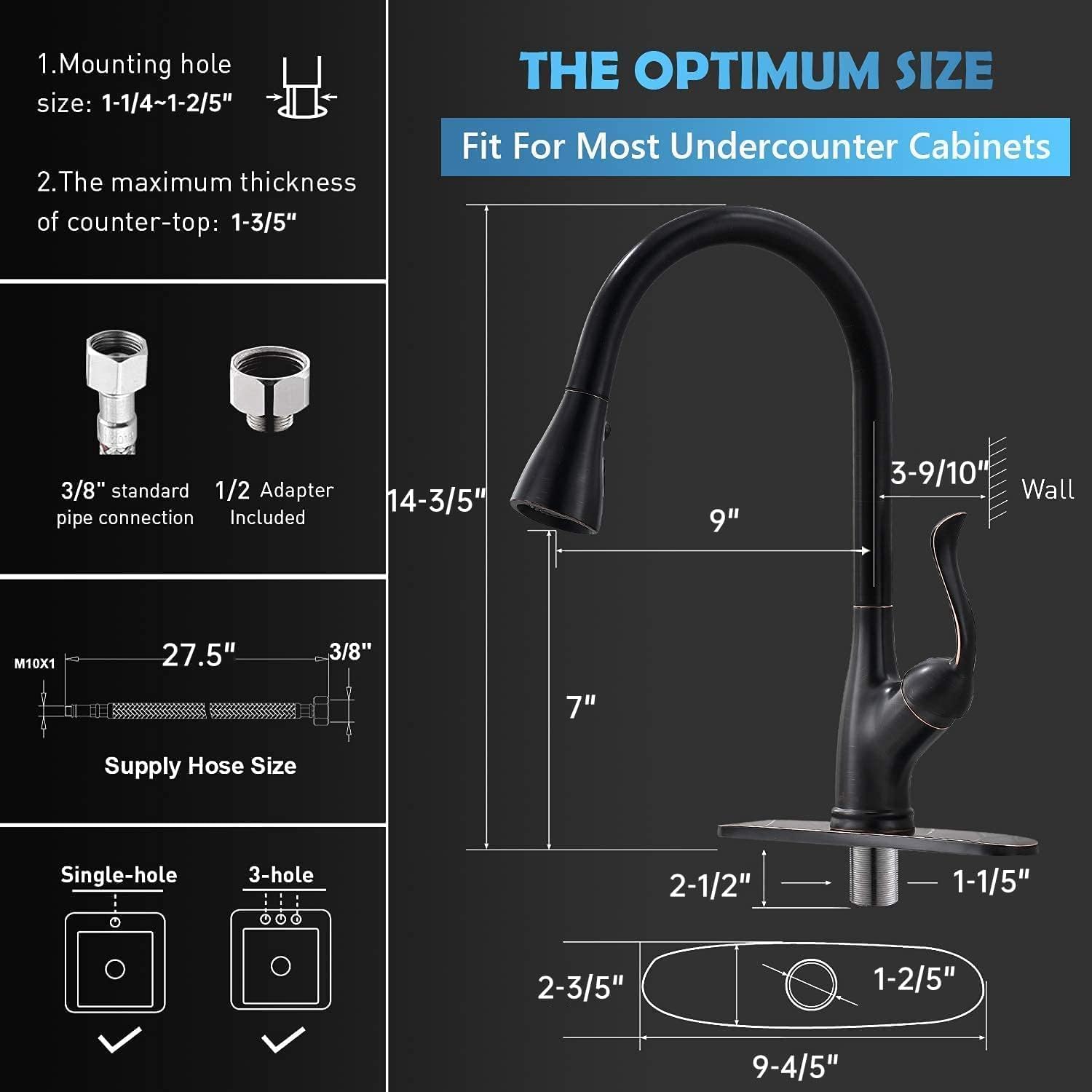 Black Touchless Kitchen Faucet with Soap Dispenser, Motion Sensor Activated Hands-Free Automatic Faucet for Sink with Pull Down Sprayer, Single Handle Smart Faucets for Kitchen Sink