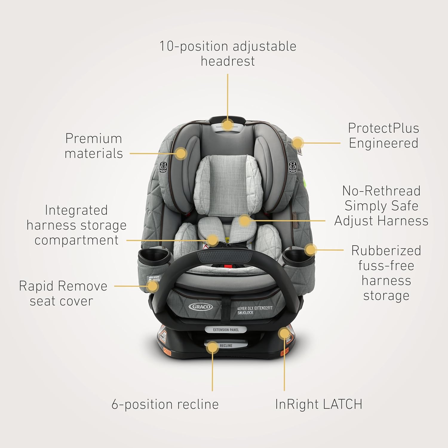4Ever Dlx 4-In-1 Car Seat – Grey, Infant to Toddler