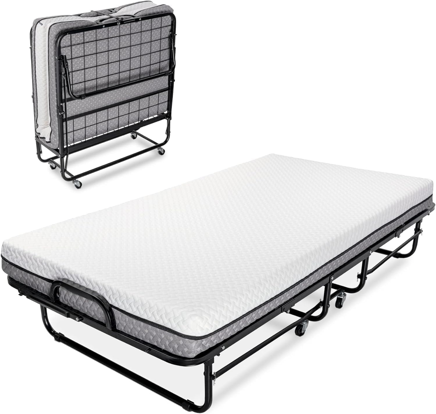 Deluxe Diplomat Folding Bed with Memory Foam Mattress