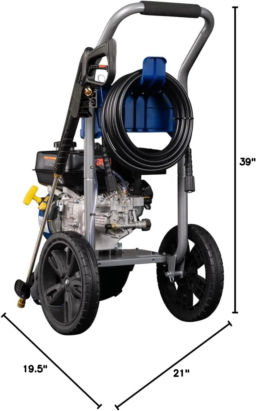 Gas Pressure Washer, 3400 PSI and 2.6 Max GPM, Onboard Soap Tank, Spray Gun and Wand, 5 Nozzle Set, for Cars/Fences/Driveways/Homes/Patios/Furniture