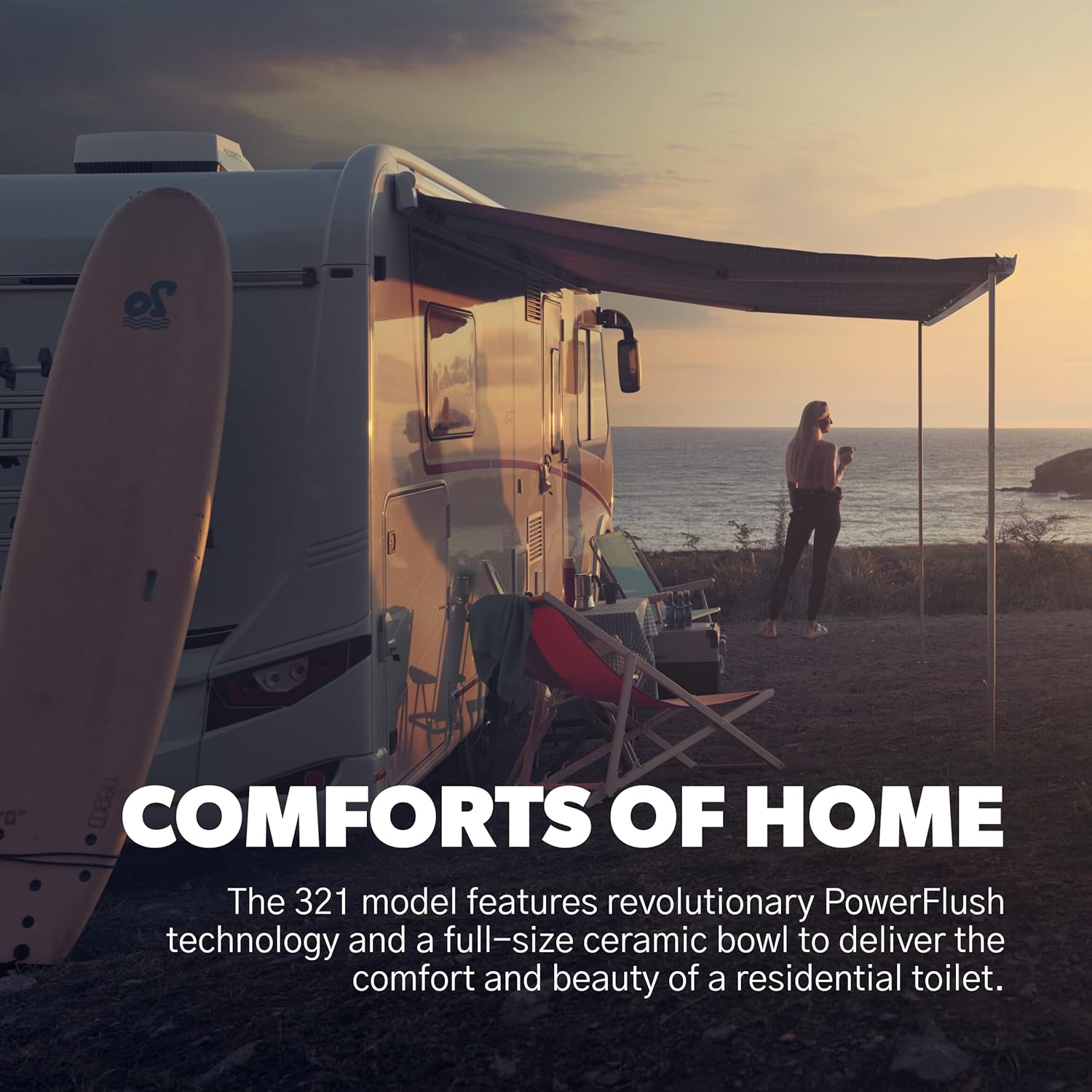 320 Series Standard Height RV Toilet – White