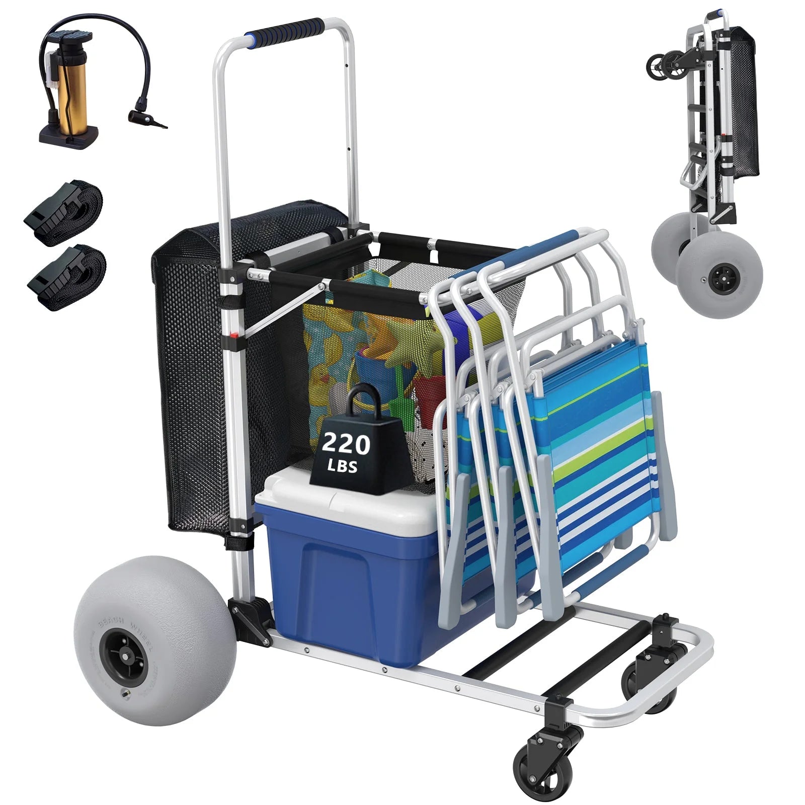 2026 GDLF Foldable Beach Cart with Adjustable Handle and 12