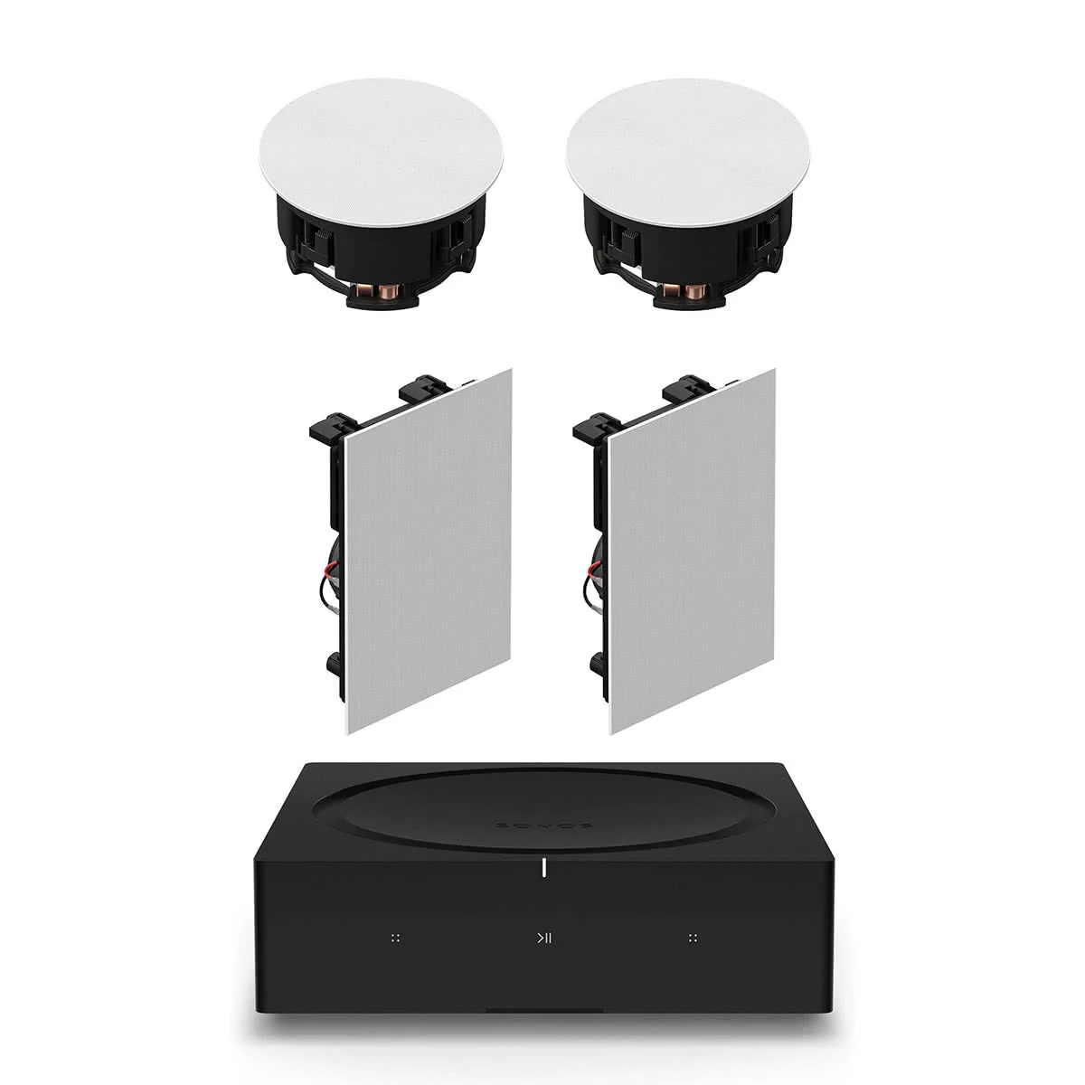 2026 Sonos In-Ceiling Speaker Pair with Sonos In-Wall Speaker Pair and Sonos Amp Wireless Hi-Fi Player