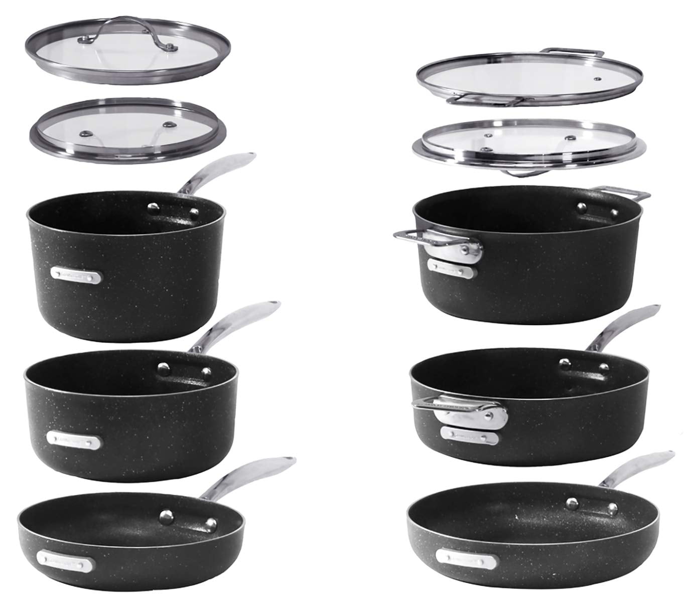 Granitestone Stackmaster Nonstick Pots and Pans Set, 10 Piece Complete Cookware Set, Stackable Design with Ultra Nonstick Mineral and Diamond Coating, Dishwasher and Oven Safe