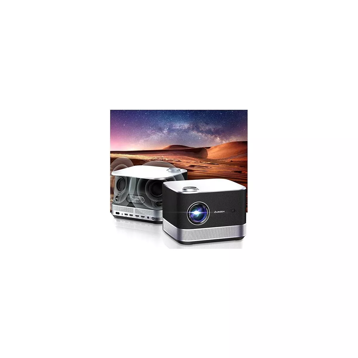 Aurzen Smart 3D Dolby Audio Projector with WIFI and Bluetooth, 4k Supported, Netfilx Licensed – Black