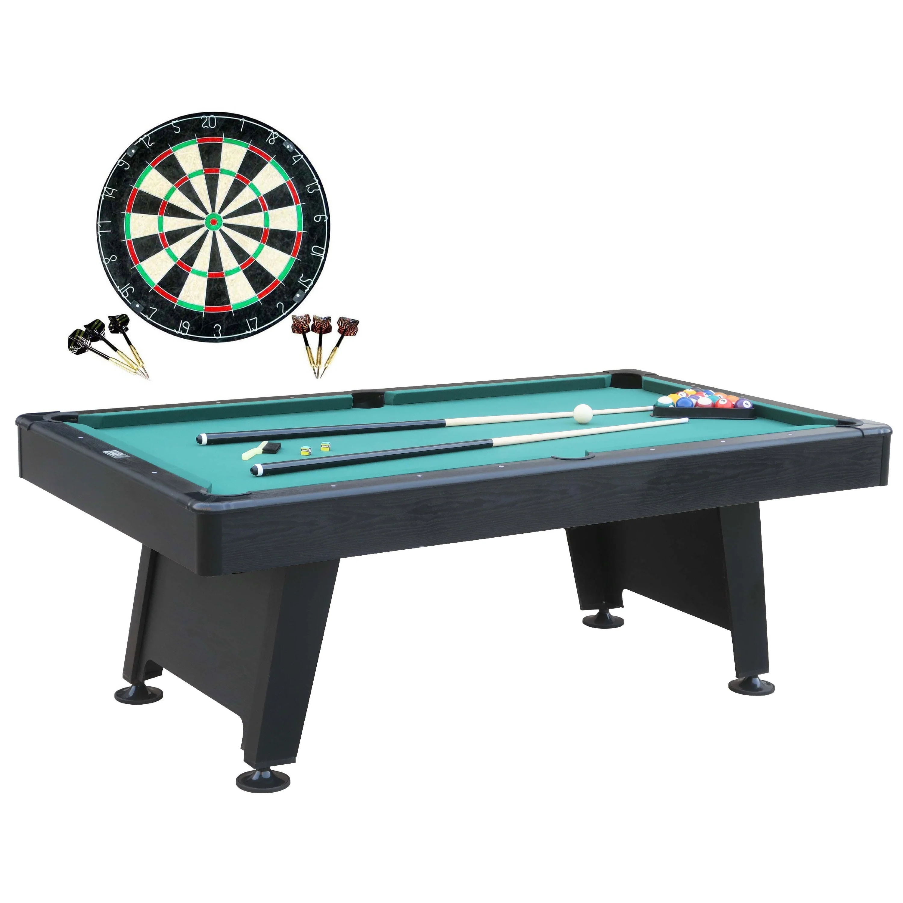 84′′ Arcade Pool Table with Bonus Dartboard Set, Green