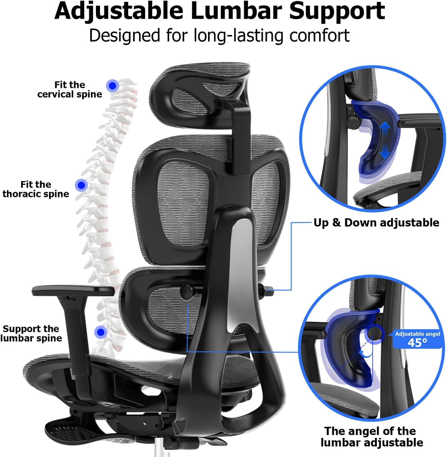 Ergonomic Mesh Office Chair with Adjustable Armrest