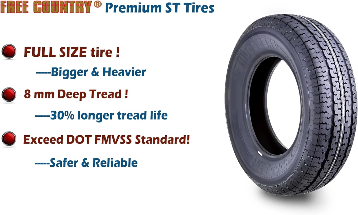 Grand Ride Set of 4 ST225/75R15 Trailer Tires