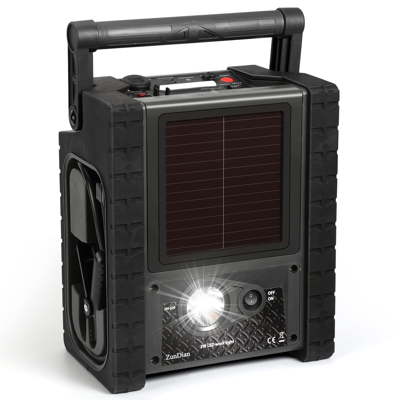 2026 Solar Portable Power Station 2000 Amps Jump Starter, 260 PSI Air Compressor, 12V Car Battery Charger with 400W Inverter Dual AC/DC/USB Output, Emergency Backup Power with Flashlights