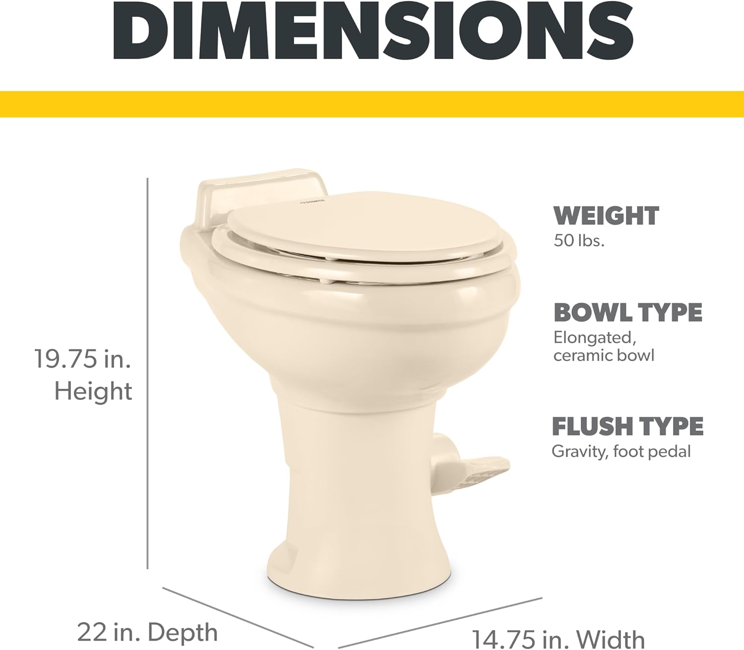 320 Series Standard Height RV Toilet – White