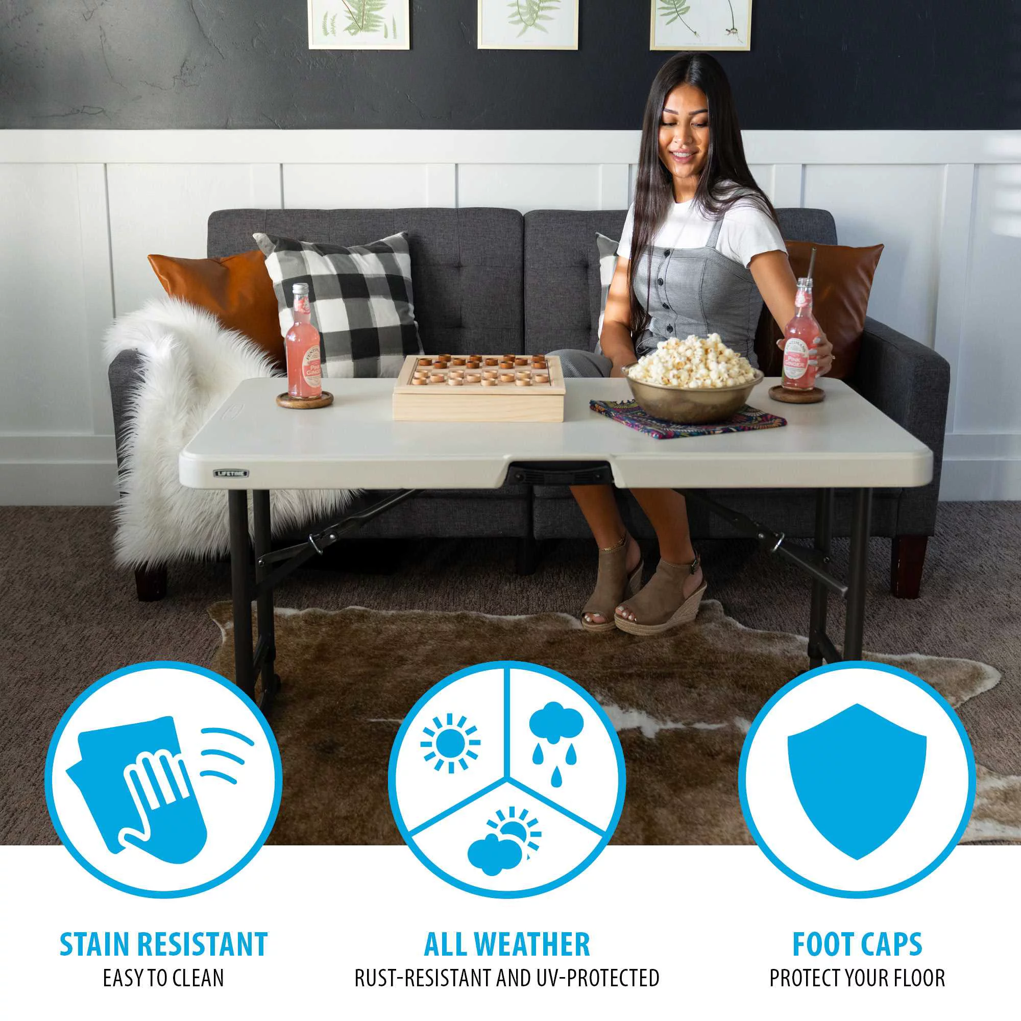 Lifetime Products 4 ft. Commercial Adjustable Folding Table, White