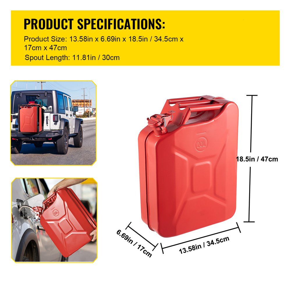 2026 VEVOR Jerry Fuel Can with Flexible Spout System, 5.3 Gallon/20 L
